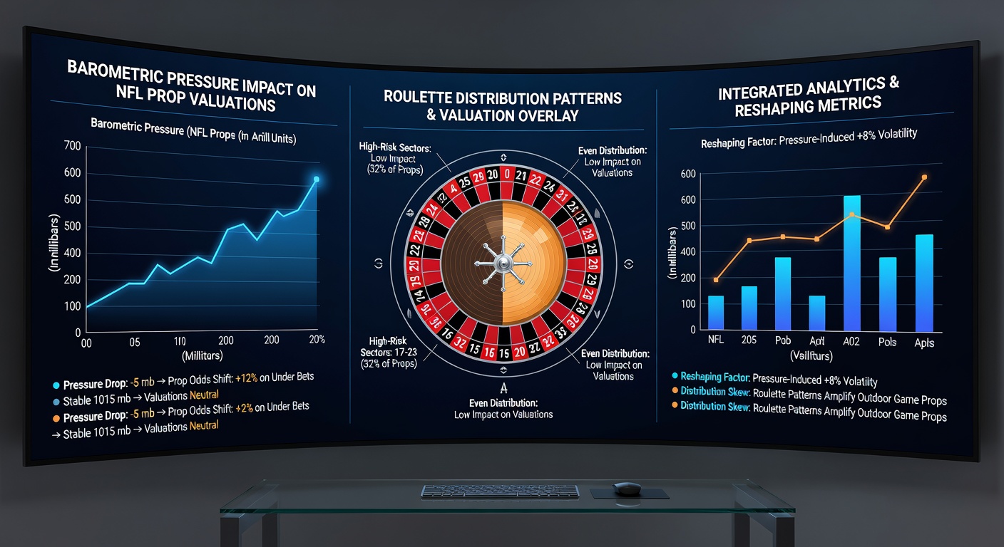 Close-up of mobile dashboard with barometric trend line beside roulette number frequency graph during an active NFL game window