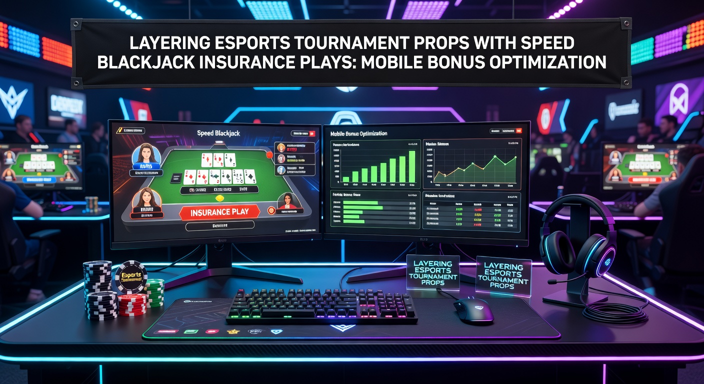 Mobile screen showing esports props overlayed with speed blackjack table, highlighting bonus wagering progress