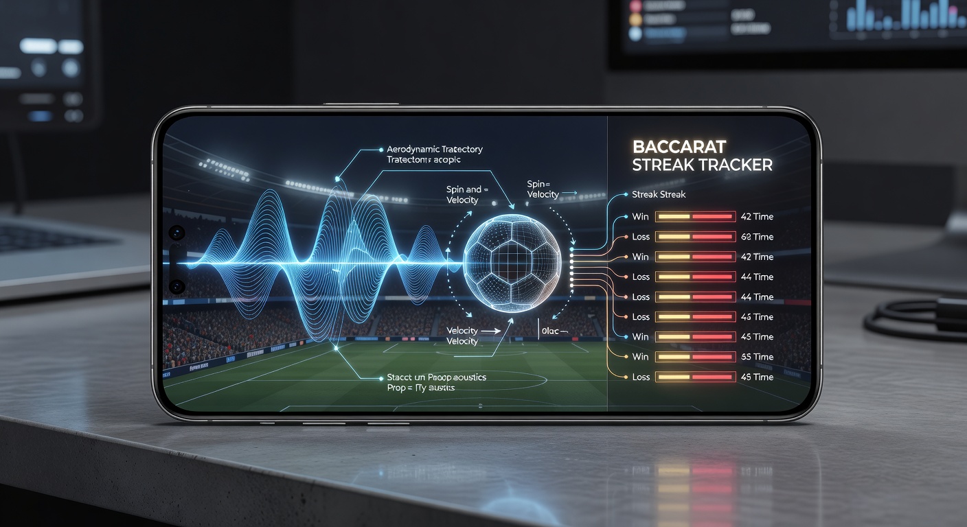 Smartphone screen displaying stadium soundwave analysis alongside soccer prop odds and baccarat streak tracking in a single mobile interface