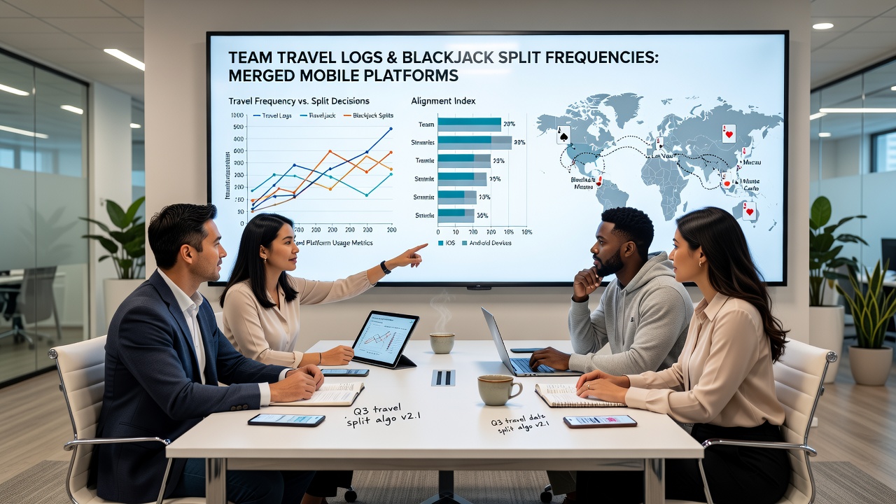 Mobile interface screenshot illustrating merged sports travel data and blackjack gameplay elements