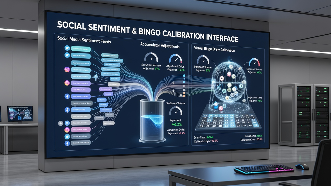 Close-up of a smartphone screen showing synchronized accumulator odds and virtual bingo draw settings influenced by sentiment analytics